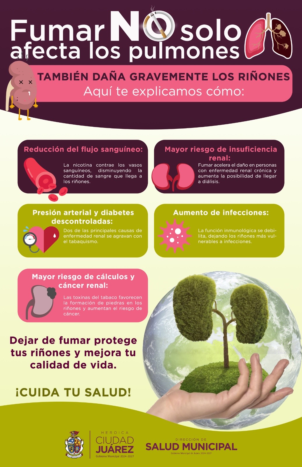 Salud Municipal exhorta a informarse y prevenir el cáncer de pulmón