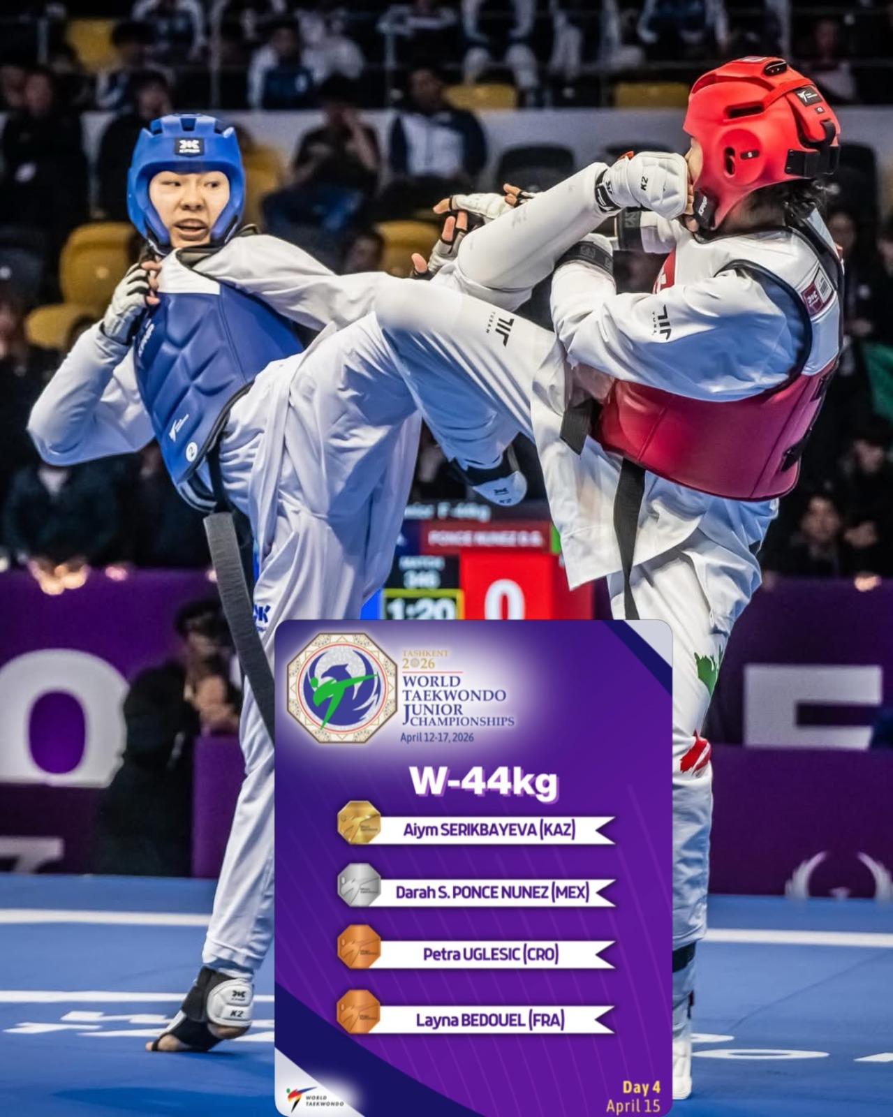 La juarense Darah Ponce es subcampeona del mundo en taekwondo