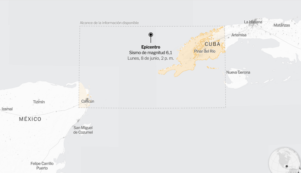 Mapa: un terremoto de magnitud 6,1 se registra en el golfo de México cerca de Cuba